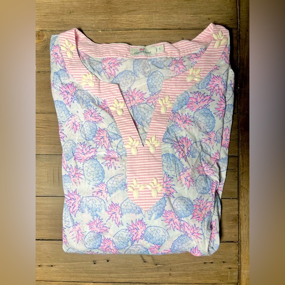 VINEYARD VINES XL Women's Cover Up Embellished Beading with Pineapple Print - Picture 7 of 9